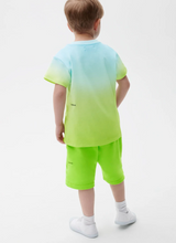 Load image into Gallery viewer, Kids Dusk Green T-Shirt and Seagrass Green Long Shorts Set
