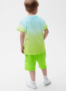 Kids Dusk Green T-Shirt and Seagrass Green Long Shorts Set