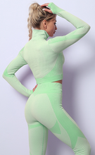 تحميل الصورة إلى عارض المعرض، Seamless Yoga Sets Leggings Sport Women Fitness Gym Long Sleeve Shirt
