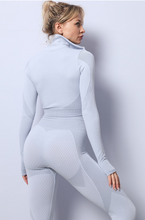 بارگیری تصویر در نمایشگر گالری ، Seamless Yoga Sets Leggings Sport Women Fitness Gym Long Sleeve Shirt
