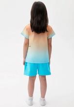 تحميل الصورة إلى عارض المعرض، Kid&#39;s Dawn Blue T-shirt and Pacific Blue Long Short Set
