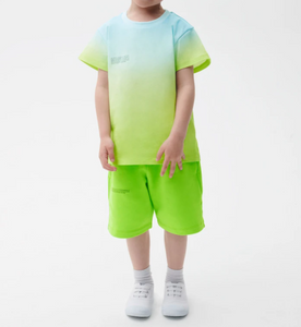 Kids Dusk Green T-Shirt and Seagrass Green Long Shorts Set